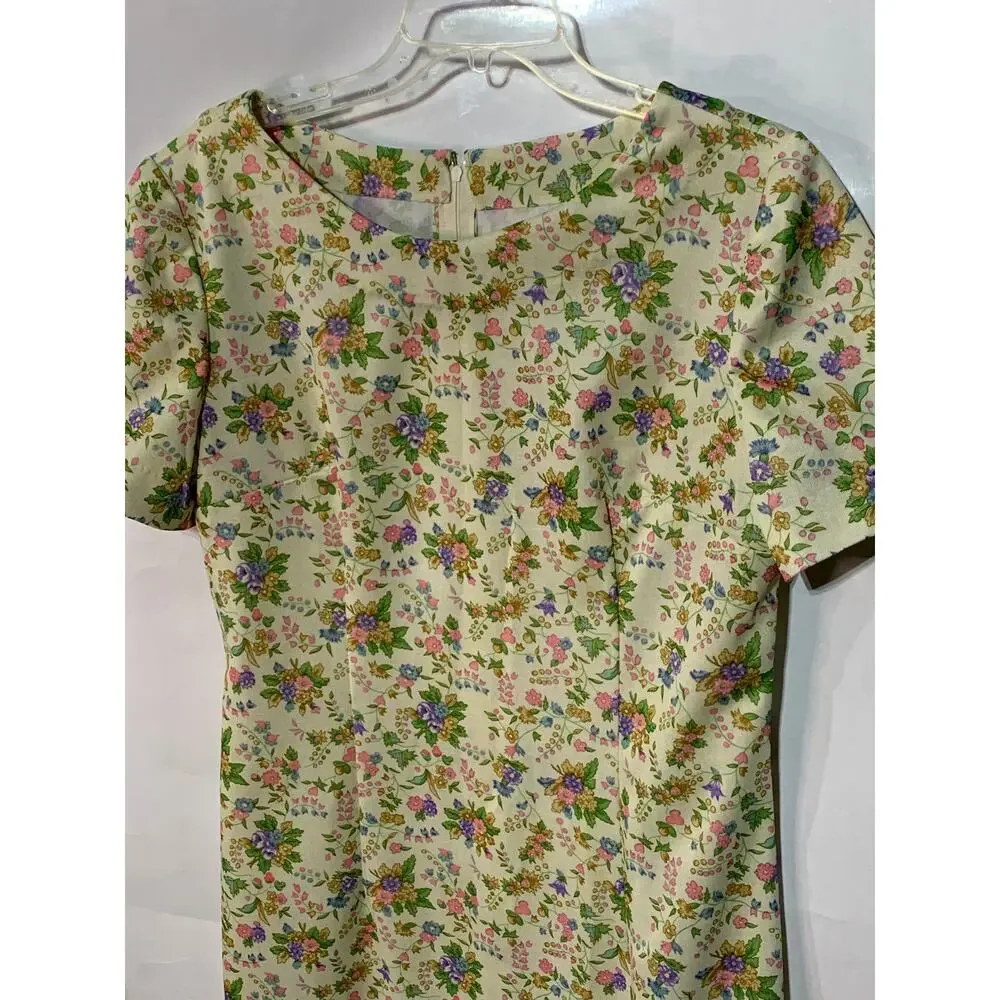 Vintage 1960's Women's Handmade Custom Floral Short Sleeve Casual Shift Dress - Picture 4 of 8